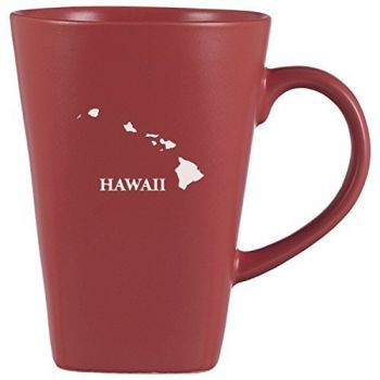 14 oz Square Ceramic Coffee Mug - Hawaii State Outline - Hawaii State Outline