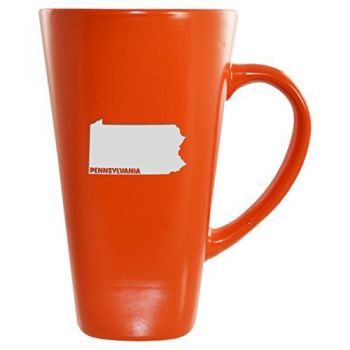 16 oz Square Ceramic Coffee Mug - Pennsylvania State Outline - Pennsylvania State Outline