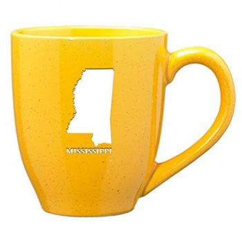 16 oz Ceramic Coffee Mug with Handle - Mississippi State Outline - Mississippi State Outline