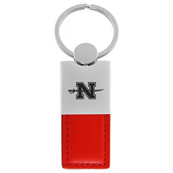 Modern Leather and Metal Keychain - Nicholls State Colonials