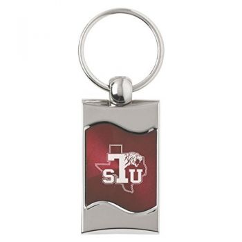 Keychain Fob with Wave Shaped Inlay - Texas Southern Tigers