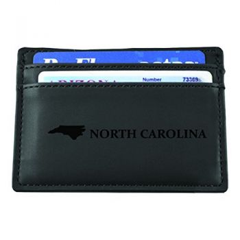 Slim Wallet with Money Clip - North Carolina State Outline - North Carolina State Outline