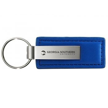 Stitched Leather and Metal Keychain - Georgia Southern Eagles