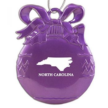 Pewter Christmas Bulb Ornament - North Carolina State Outline - North Carolina State Outline