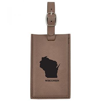 Travel Baggage Tag with Privacy Cover - Wisconsin State Outline - Wisconsin State Outline