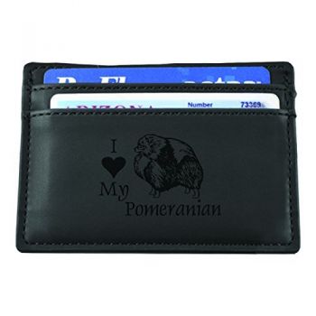 Slim Wallet with Money Clip  - I Love My Pomeranian