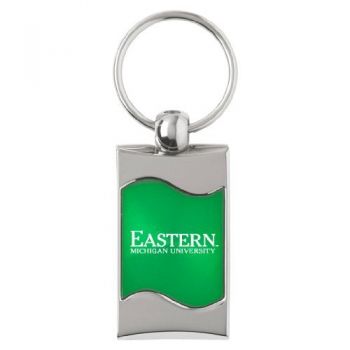 Keychain Fob with Wave Shaped Inlay - Eastern Michigan Eagles