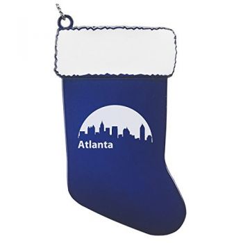 Pewter Stocking Christmas Ornament - Atlanta City Skyline