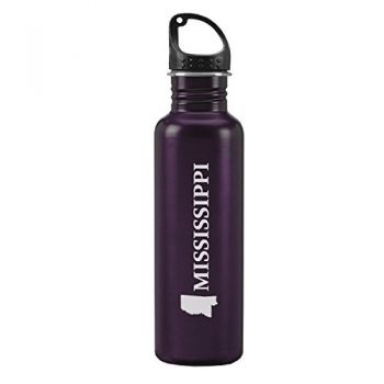 24 oz Reusable Water Bottle - Mississippi State Outline - Mississippi State Outline