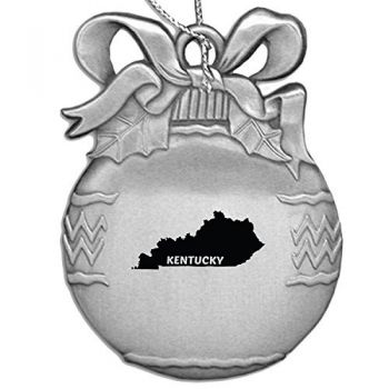 Pewter Christmas Bulb Ornament - Kentucky State Outline - Kentucky State Outline