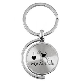 Spinner Round Keychain  - I Love My Airedale