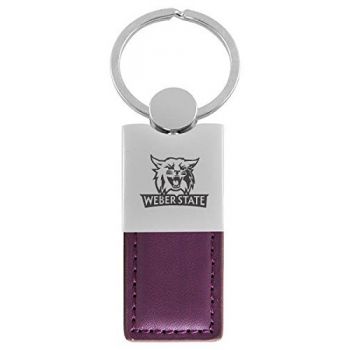 Modern Leather and Metal Keychain - Weber State Wildcats