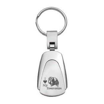 Teardrop Shaped Keychain Fob  - I Love My Pomeranian