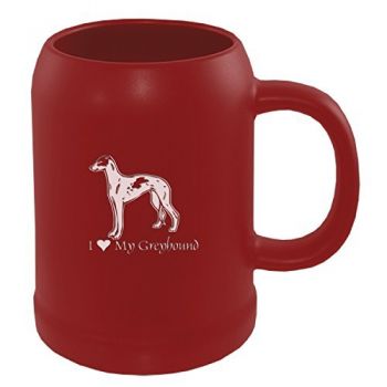 22 oz Ceramic Stein Coffee Mug  - I Love My Greyhound