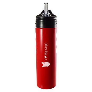 24 oz Stainless Steel Sports Water Bottle  - I Love My Corgi