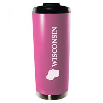 16 oz Vacuum Insulated Tumbler with Lid - Wisconsin State Outline - Wisconsin State Outline