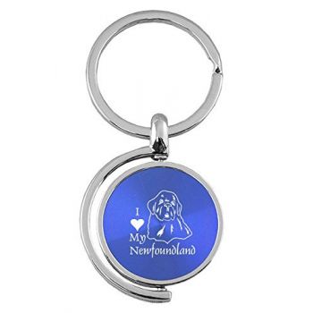 Spinner Round Keychain  - I Love My Newfoundland Dog