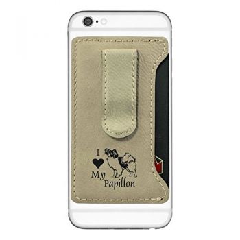 Cell Phone Card Holder Wallet with Money Clip  - I Love My Papillon