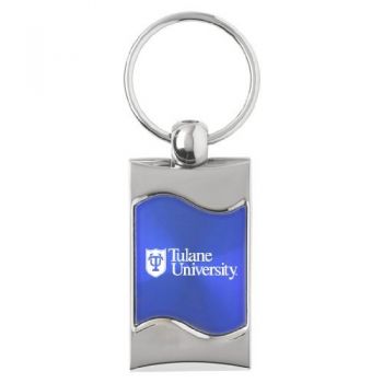Keychain Fob with Wave Shaped Inlay - Tulane Pelicans