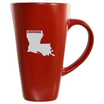 16 oz Square Ceramic Coffee Mug - Louisiana State Outline - Louisiana State Outline