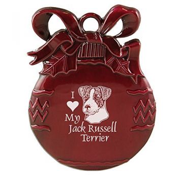 Pewter Christmas Bulb Ornament  - I Love My Jack Russel Terrier