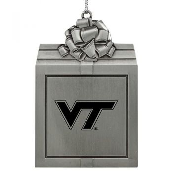 Pewter Gift Box Ornament - Virginia Tech Hokies
