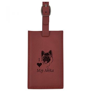 Travel Baggage Tag with Privacy Cover  - I Love My Akita