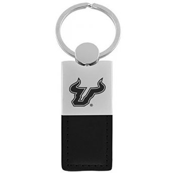 Modern Leather and Metal Keychain - South Florida Bulls