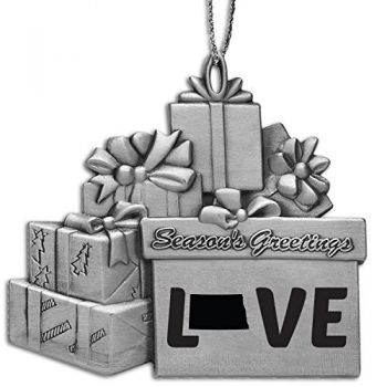 Pewter Gift Display Christmas Tree Ornament - North Dakota Love - North Dakota Love