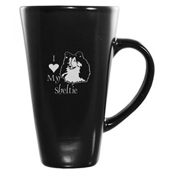 16 oz Square Ceramic Coffee Mug  - I Love My Sheltie