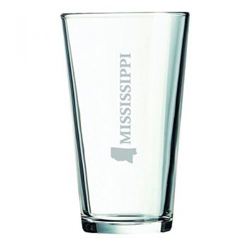 16 oz Pint Glass  - Mississippi State Outline - Mississippi State Outline