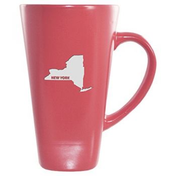 16 oz Square Ceramic Coffee Mug - New York State Outline - New York State Outline