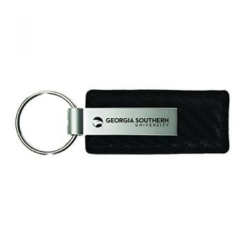 Carbon Fiber Styled Leather and Metal Keychain - Georgia Southern Eagles