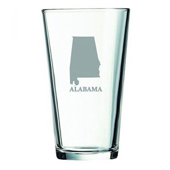 16 oz Pint Glass  - Alabama State Outline - Alabama State Outline