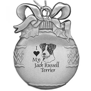 Pewter Christmas Bulb Ornament  - I Love My Jack Russel Terrier