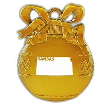 Pewter Christmas Bulb Ornament - Kansas State Outline - Kansas State Outline