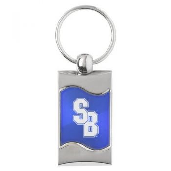 Keychain Fob with Wave Shaped Inlay - Stony Brook Seawolves