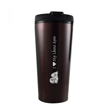 16 oz Insulated Tumbler with Lid  - I Love My Lhasa Apso