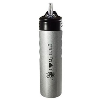 24 oz Stainless Steel Sports Water Bottle  - I Love My Pit Bull