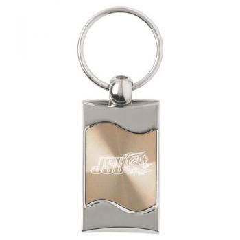 Keychain Fob with Wave Shaped Inlay - Jacksonville State Gamecocks