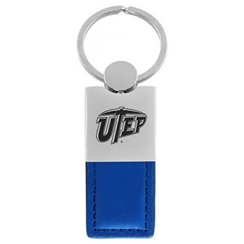 Modern Leather and Metal Keychain - UTEP Miners