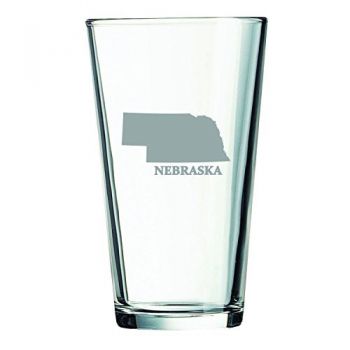 16 oz Pint Glass  - Nebraska State Outline - Nebraska State Outline
