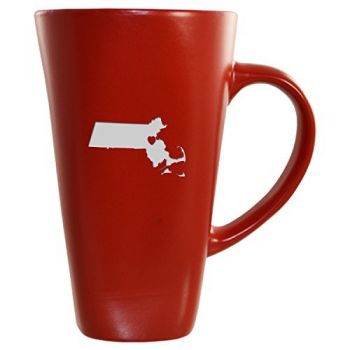 16 oz Square Ceramic Coffee Mug - I Heart Massachusetts - I Heart Massachusetts