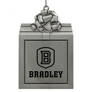 Pewter Gift Box Ornament - Bradley Braves