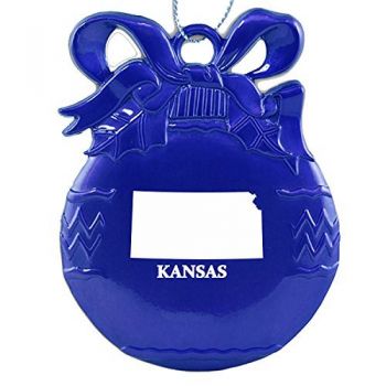 Pewter Christmas Bulb Ornament - Kansas State Outline - Kansas State Outline