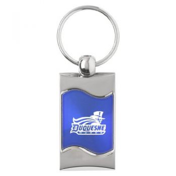 Keychain Fob with Wave Shaped Inlay - Duquesne Dukes