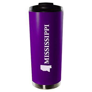 16 oz Vacuum Insulated Tumbler with Lid - Mississippi State Outline - Mississippi State Outline