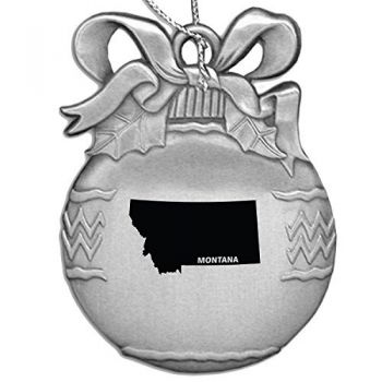 Pewter Christmas Bulb Ornament - Montana State Outline - Montana State Outline