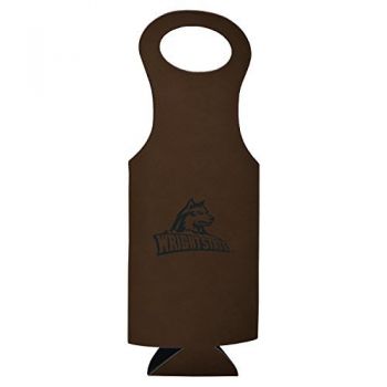 Velour Leather Wine Tote Carrier - Wright State Raiders