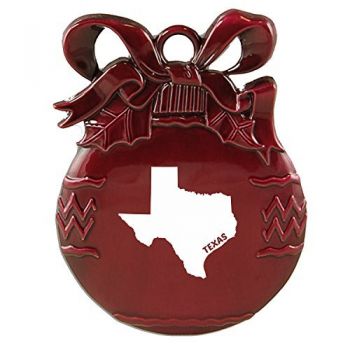 Pewter Christmas Bulb Ornament - Texas State Outline - Texas State Outline